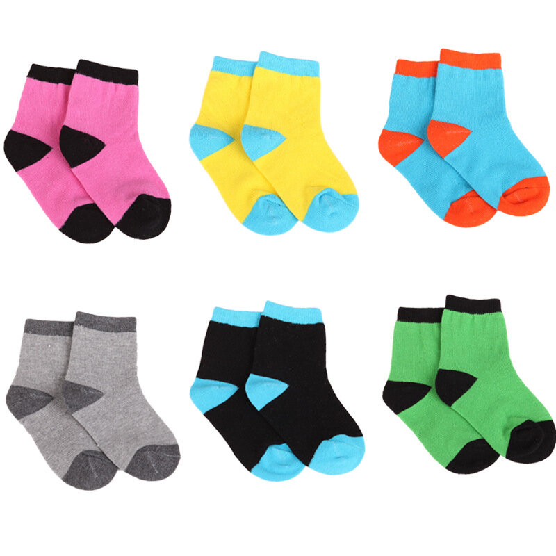 Chaussettes pour enfants de 1 à 9 ans, 5 paires/lot, jolies chaussettes à rayures, couleur bonbon, coton pur, pour garçons et filles, printemps et automne