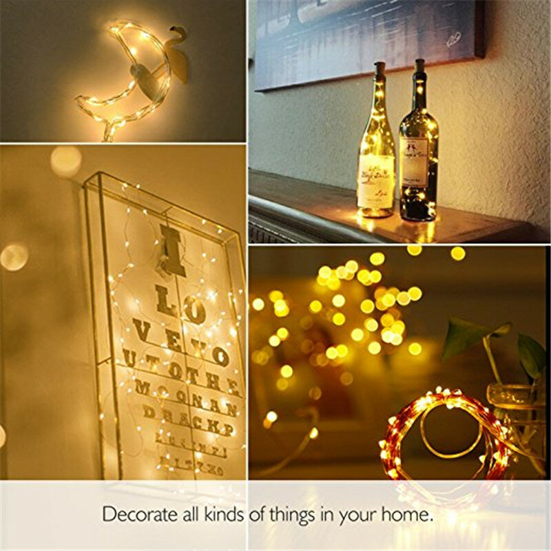 Guirxiété lumineuse LED en fil de cuivre étanche, décoration de fête d'anniversaire, bande lampara pour festival, Noël, mariage, 2m, 5m