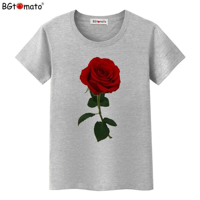 Bgtomate – t-shirt pour femme, estival et décontracté, motif magnifique Rose en 3D