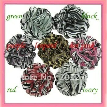 Flores de seda de malla satinada de cebra de 3 pulgadas, 7 colores a elegir, venta al por mayor, envío gratis
