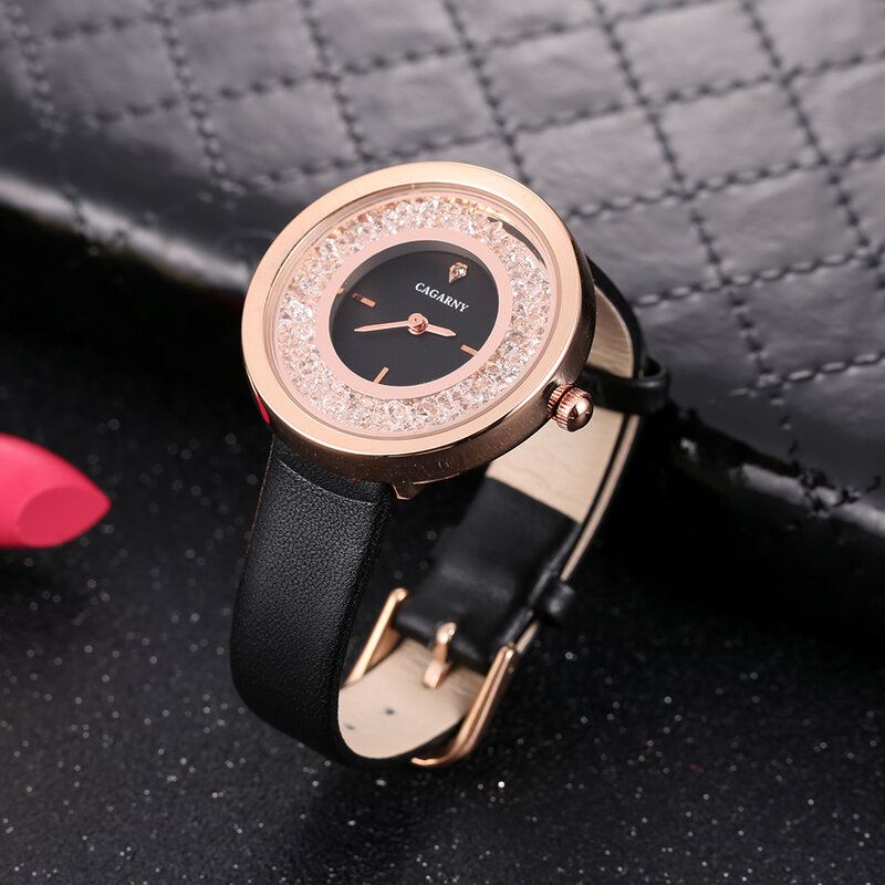 Cagarny-reloj de cuarzo con diamantes brillantes para mujer, accesorio de marca de lujo, sencillo, a la moda