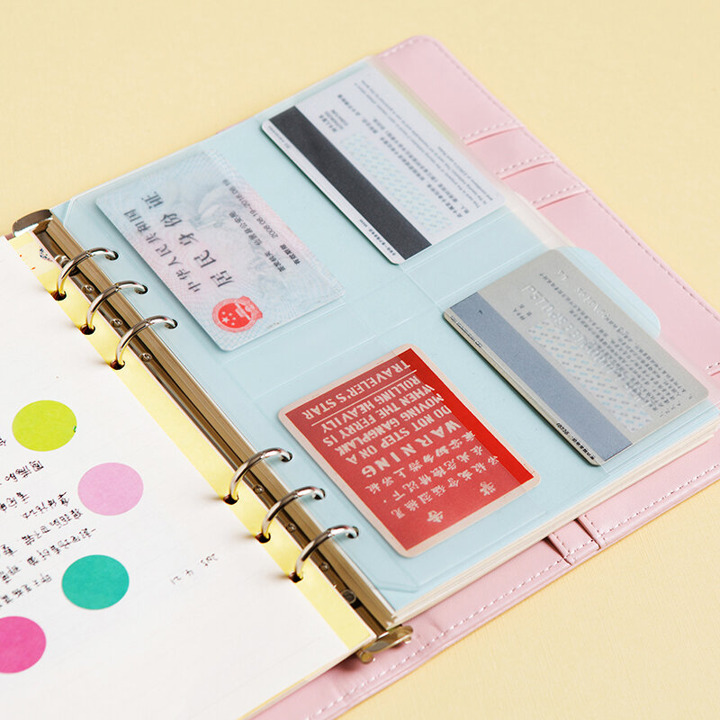 A5 A6 A7 PVC Binderโฟลเดอร์ซิปรับกระเป๋ากระชับDiario Planner 'Sเกลียวการจัดเก็บผลิตภัณฑ์การ์ดผู้ถือกระเป๋า