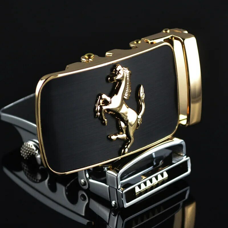 Hebillas de cinturón de 3,5 cm de ancho para hombre, caballo dorado plateado, Animal, diseñador, hebilla de cinturón automática, cabezas de marca de lujo LY87879