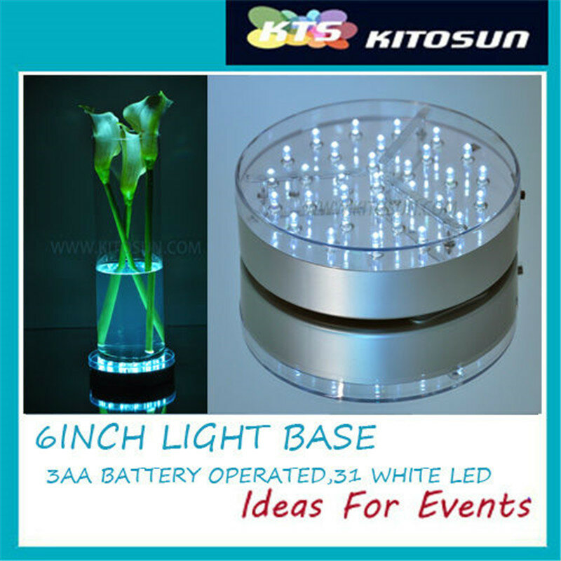 Kitosun 6 pollici 31pcs 5MM LED 3AA Base a LED bianca a batteria per illuminazione di vasi decorazione della tavola di nozze