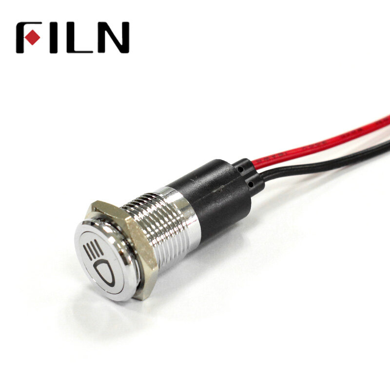 FILN-miniluz indicadora led con cable de 20cm, 14mm, panel de agujero para coche, color rojo, amarillo, blanco, azul, verde, 6v, 24v, 110v, 220v