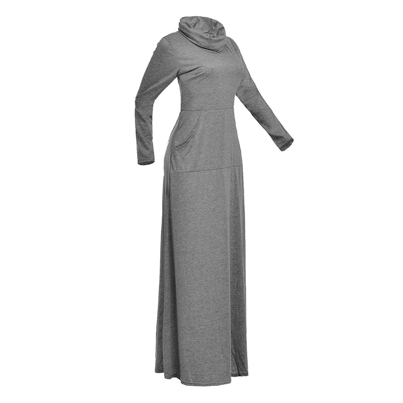 Vestido largo con cuello de lazo para mujer, traje cálido con bolsillo, informal, sólido, Vintage, Otoño e Invierno