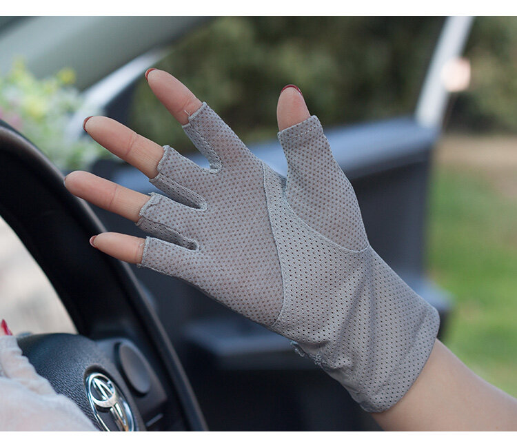 Las mujeres Semi-Dedo de protector solar guantes mujer delgada de verano de las mujeres de la moda guantes