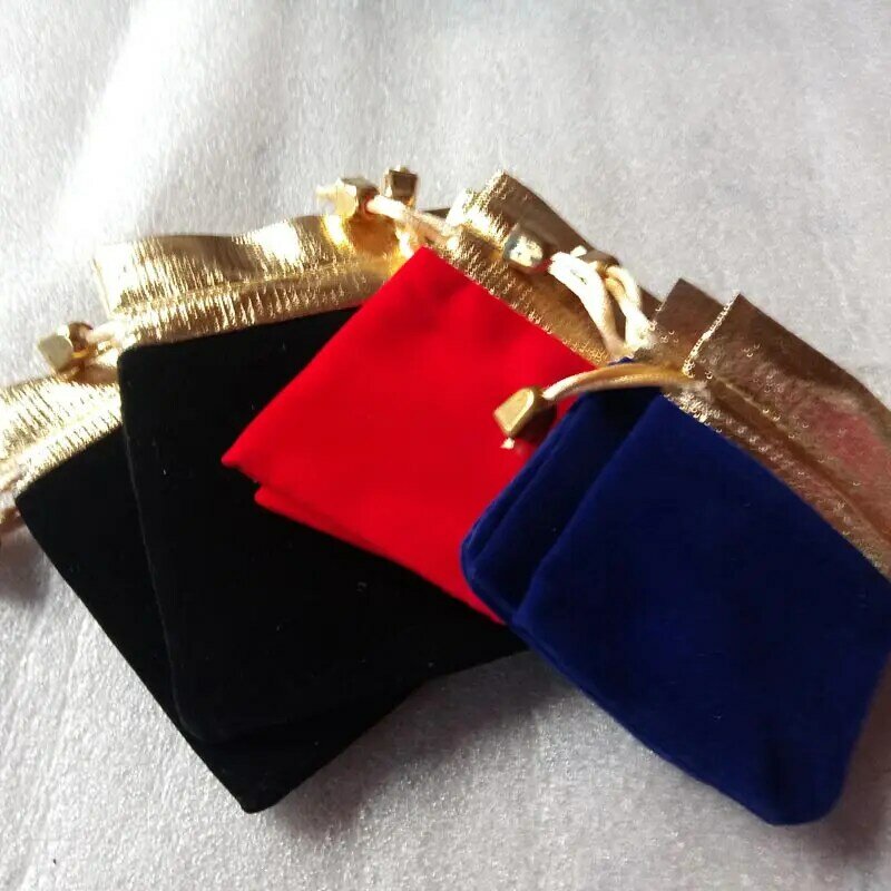 50 pces 7x9cm ouro grânulo sacos de jóias bolsa de veludo sacos de jóias bolsas de presente para o natal/casamento cordão saco de embalagem