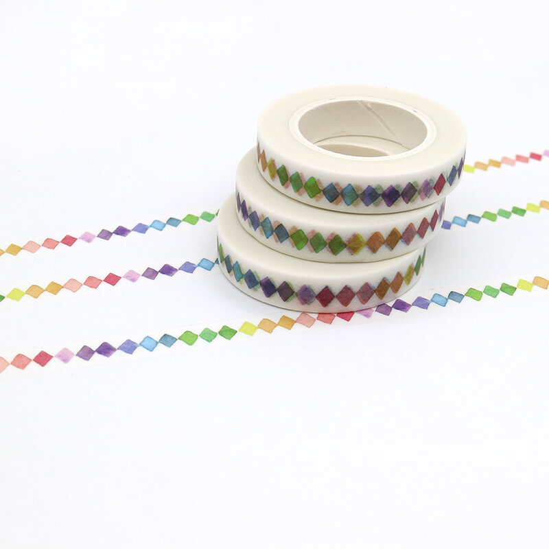 1 sztuk kreatywny tęczowa krata taśma Washi DIY taśma dekoracyjna kolor papieru klej klej biurowy 10m * 8mm