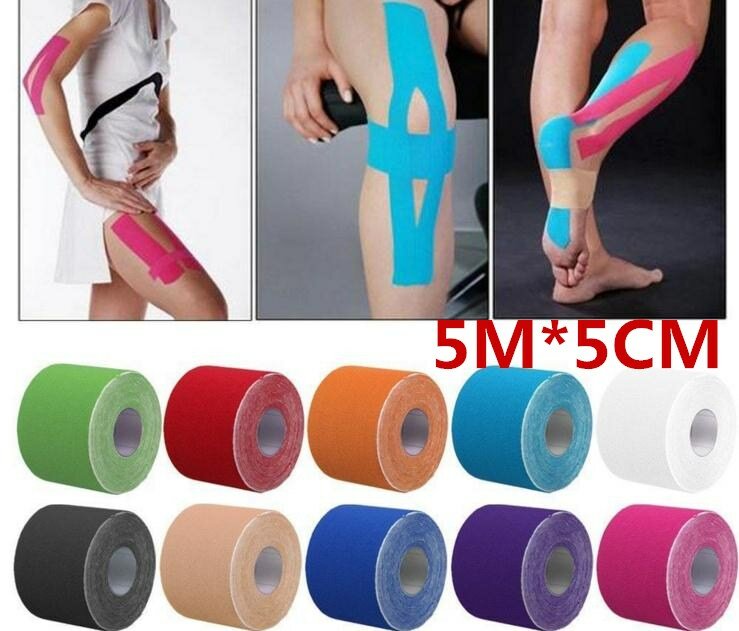 Cinta deportiva de kinesiología, vendaje muscular elástico de algodón, soporte para lesiones por tensión, 5m