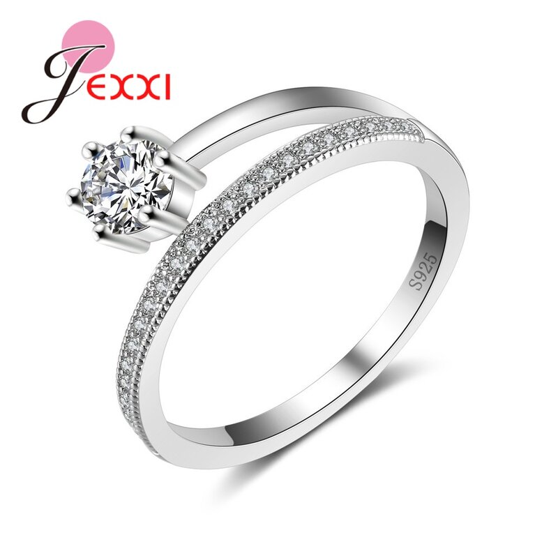 Neueste Design Kristall Weibliche Zubehör Luxus 925 Sterling Silber Versprechen Ringe Für Frauen Mädchen Hochzeit Partei Drop Shipping