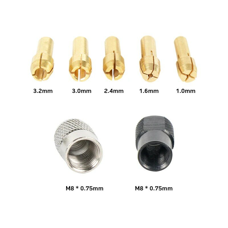 16PCS Woodworking 10pcs Shank 4.3mm Collet Set Fits Dremel Rotary Tools Diamond Disc With 2pcs M8 Nuts and 5*5*8 Carbon Brush