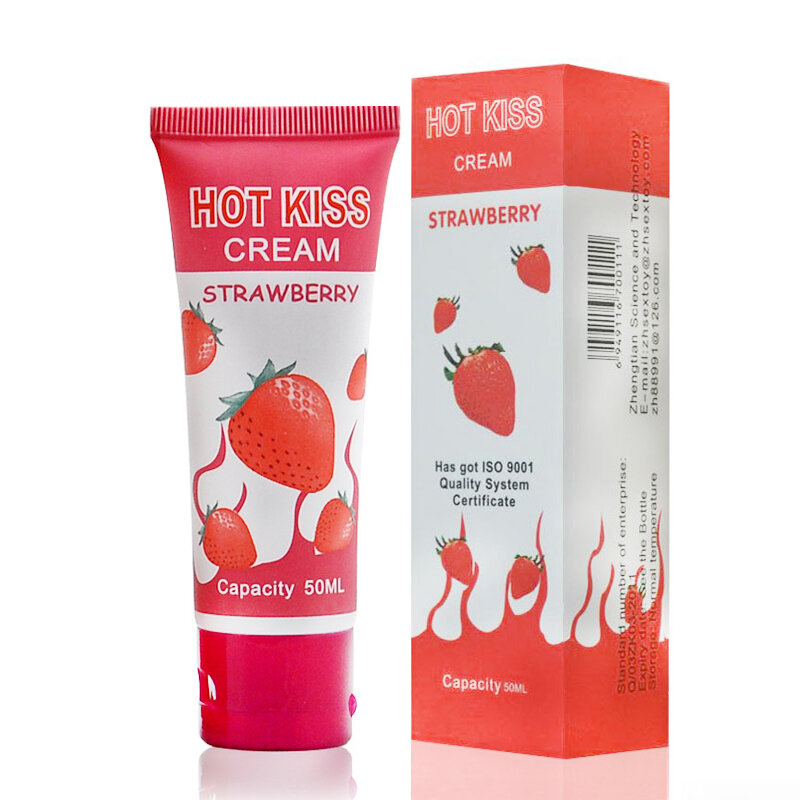 Hot Kiss Strawberry Cream Smaak Orale Sex Water Based Eetbare Glijmiddel Gay Anale Seks Glijmiddel Vaginale Smering voor Sex 50 ml