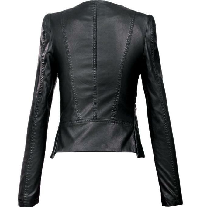 Jaket Kulit PU Motor Xxxl Wanita 2022 Jaket Pakaian Luar Ritsleting Wanita Mantel Tanpa Kaki
