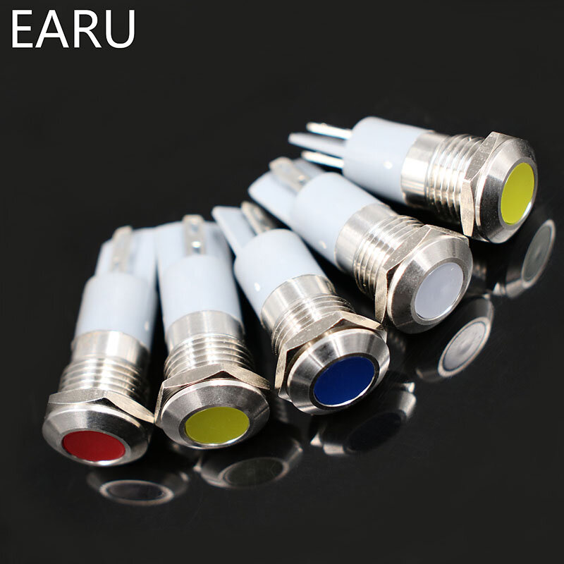 Luz indicadora LED de Metal, lámpara de señal impermeable IP67 de 14mm, 3V, 5V, 6V, 9V, 12V, 24V, 110V, 220V, rojo, amarillo, azul, verde, blanco, sello piloto