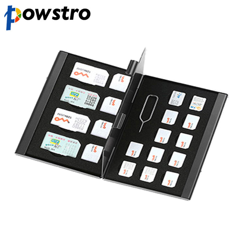 Caja de almacenamiento de tarjeta SIM de aluminio portátil, estuche de tarjeta de memoria, Pin de aguja, portátil y ligero, 21 en 1