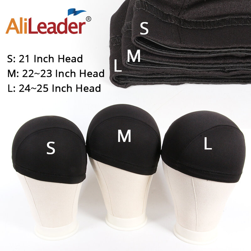 Alirleader 1 Buah Topi Wig Spandeks dengan Pita Elastis Topi Dome Jaring Rambut Topi Tenun Pirang Hitam Topi Wig Kecil Besar untuk Membuat Wig
