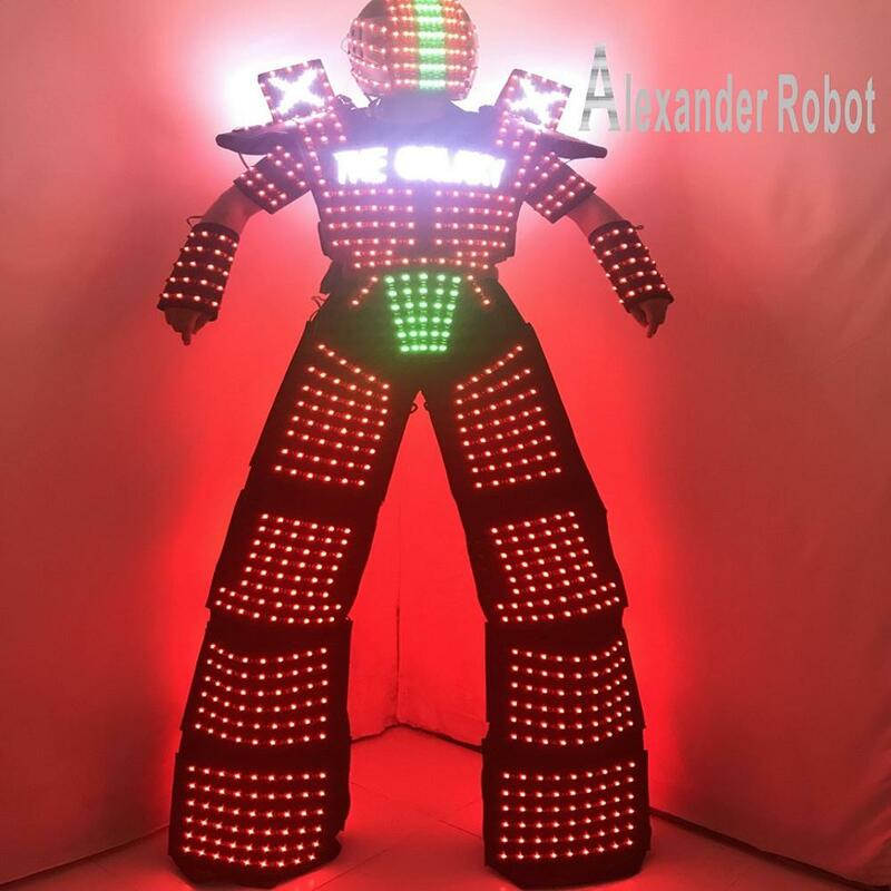 LED Robô Traje Roupas Stilts Walker LED Suit Incluem Luvas Laser INCIUDE TRANSPORTE