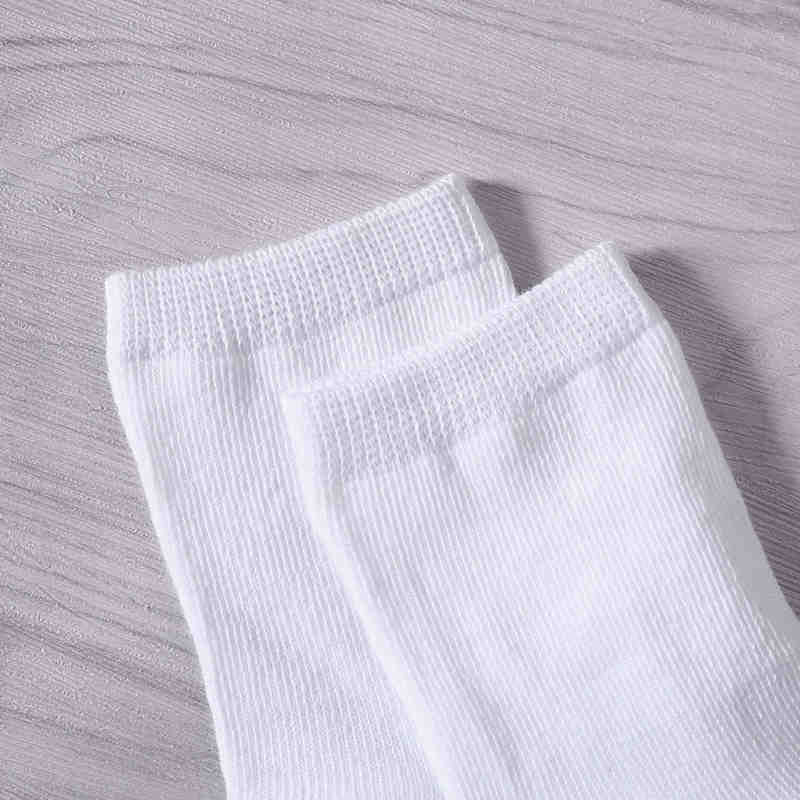 5 pares de calcetines blancos puros para niños, niño y niña, algodón sólido transpirable, deporte, Primavera