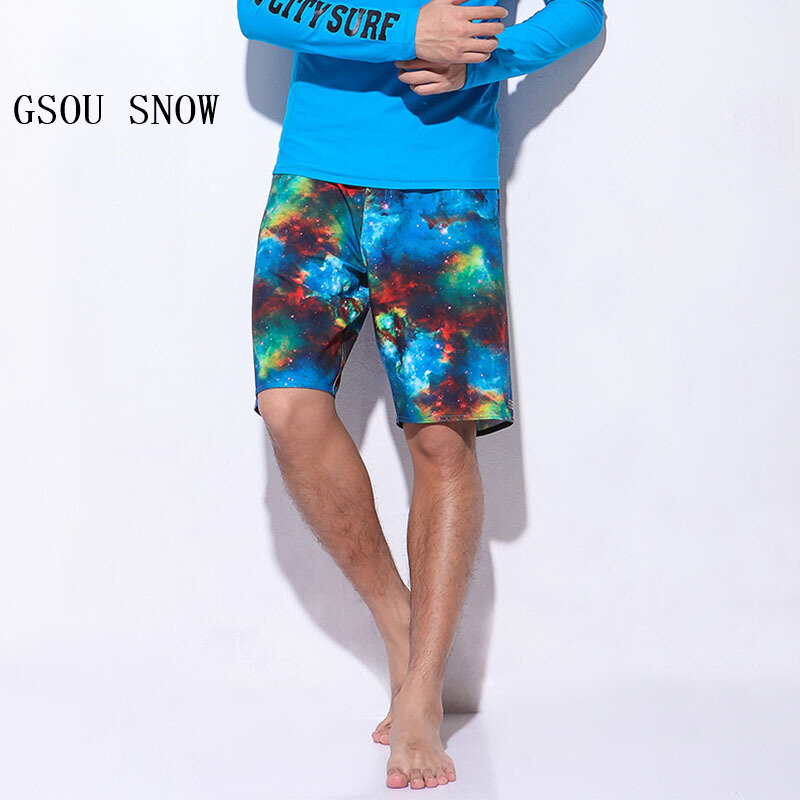 2019 GSOU SNOW New Offer Summer Board man Shorts  Beach Vacation Mens Swimming Shorts Printed Quick Dry Surfing Loose Shorts
