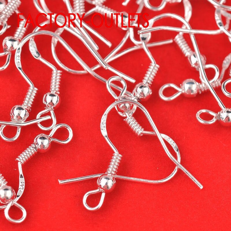 Big Promotion 24Hours Handle Fast Shipping 200PCS Design Genuine 925 Sterling Silver Beads Jewelry Findings Hooks Earrings Wire
