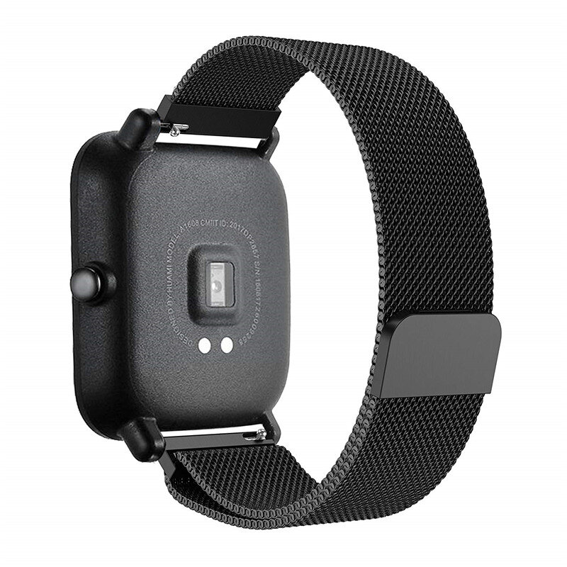 Bracelets de montre 20mm bracelet de verrouillage magnétique pour Xiaomi Huami Amazfit Bip montre jeunesse boucle milanaise bande de remplacement en maille d'acier inoxydable