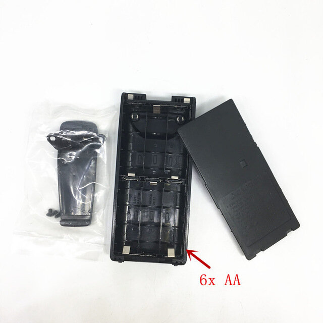 6XAA skrzynka na akumulator dla Icom IC-V8 V82 F11 F30GT F41GS itp walkie talkie dla BP210 BP209 z klipsem na pasek