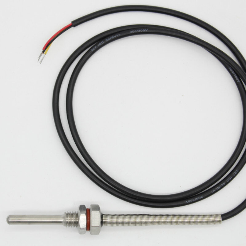 Carcasa PT1000 Sensor de temperatura de resistencia de platino M8X1.25 Sonda de rosca OD = 6mm 1m PVC Cable de 3 núcleos L30-300mm de acero inoxidable