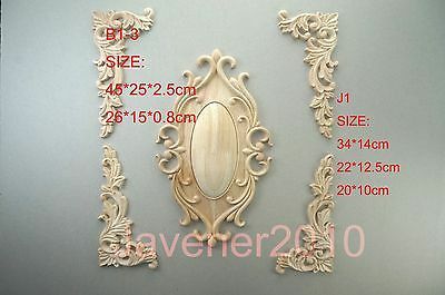 Aplique redondo tallado en madera, marco sin pintar, calcomanía de puerta, decoración de carpintero de trabajo, B1-3 -26x15x0,8 cm