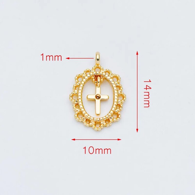10pcs Gold plated Brass Cross Charm Pendants 14x10mm (GB-579)