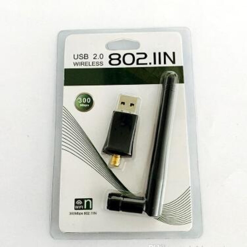 300 Mbps USB WIFI Wireless Network Card 802.11 N G B LAN Adaptor Menggunakan Eksternal 2dbi Antena (Hitam)