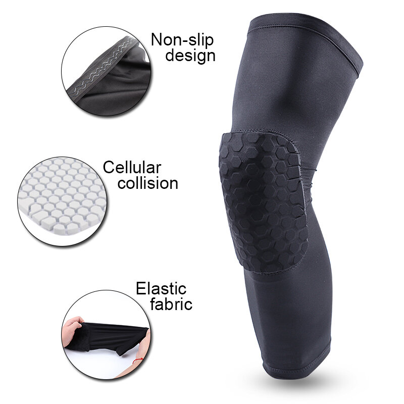 1 PC Knee Pad Basketball Honeycomb Collision Elastic Knee Brace Support Breathable Compression Protective Gear Patella Foam Legs