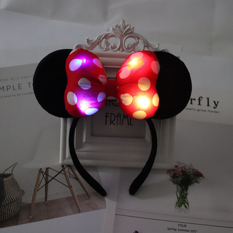 1PC LED fascia Minnie archi orecchie accessori fascia luminosa flash bambini luci a LED accessori per capelli luci colorate giocattoli