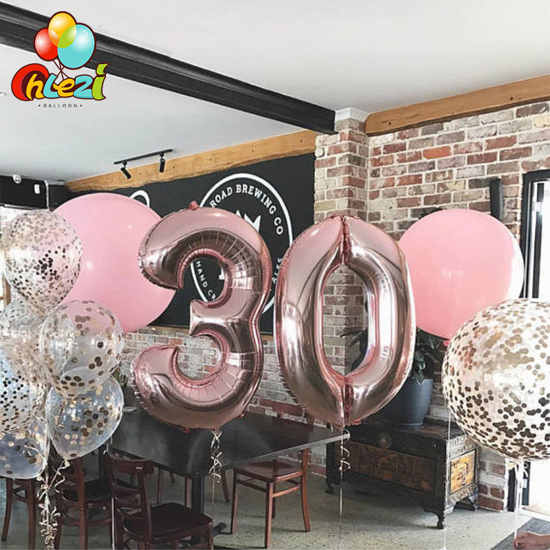Globos de helio rosa, dorado y plateado de 40 pulgadas para decoración de cumpleaños, boda y aniversario, 1 unidad