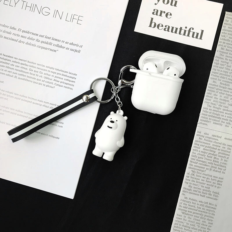 Estuches de silicona para auriculares i10 TWS funda protectora lindo cartón Panda juguete llavero para Apple Airpods carga caja