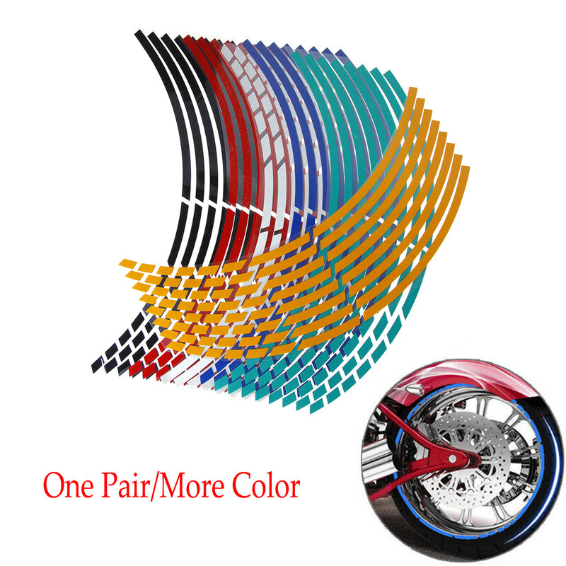 16Pcs 17"18" Reflective Rim Tape Strips for Motorcycle Car Wheel Tire Stickers Motorbike Auto Decals