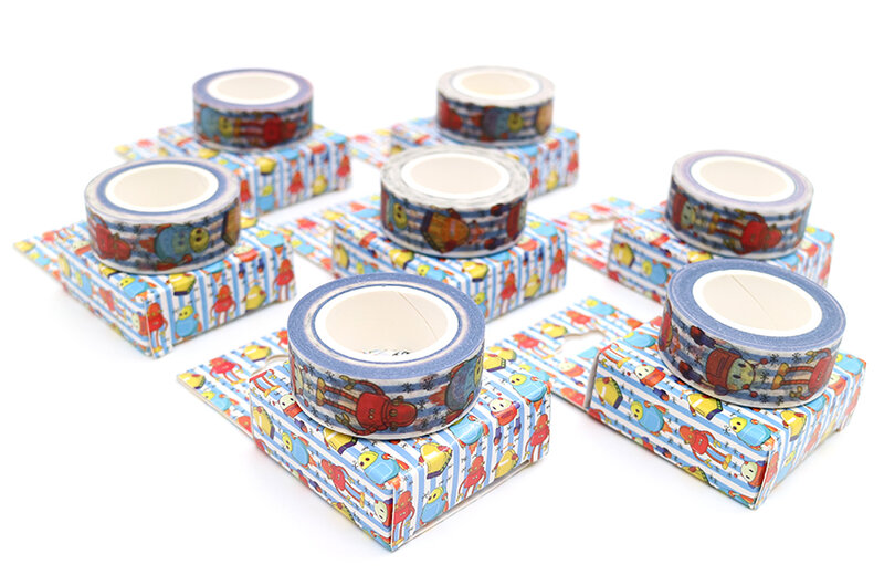 15mm * 10m 상자 포장 만화 로봇 Washi 테이프 우수한 품질 다채로운 종이 마스킹 테이프 DIY 장식 테이프