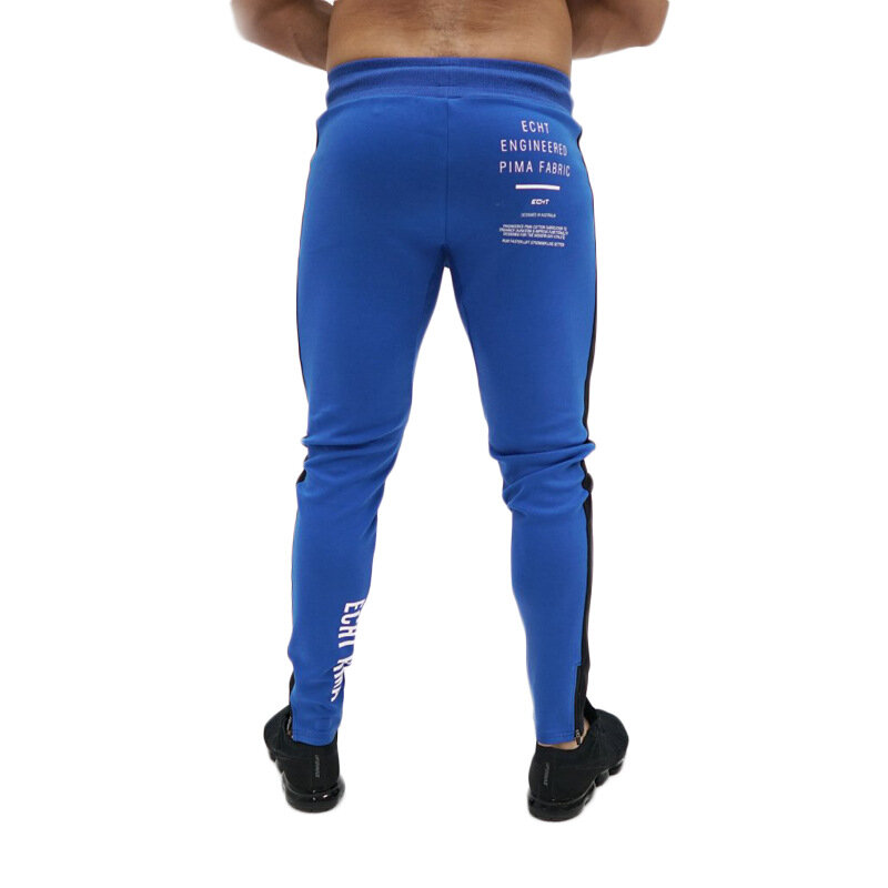 Pantalones largos de cintura elástica para hombres Pantalones deportivos de deporte de Color sólido de marca de moda 2019 Azul Rojo Negro Blanco