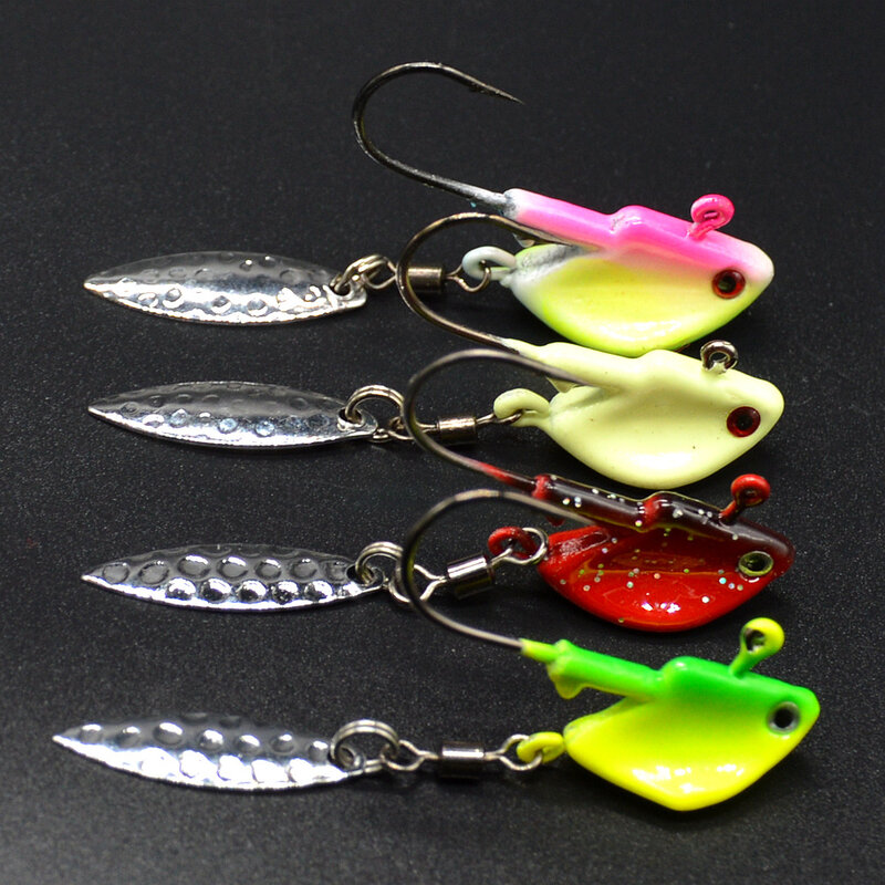 Fishing Lure Jig Head Fish Hook Artificial Lures Rotation Spinner Bait Barbed Hook 3.5g/7g/10g Jigs Lot 4 Pieces