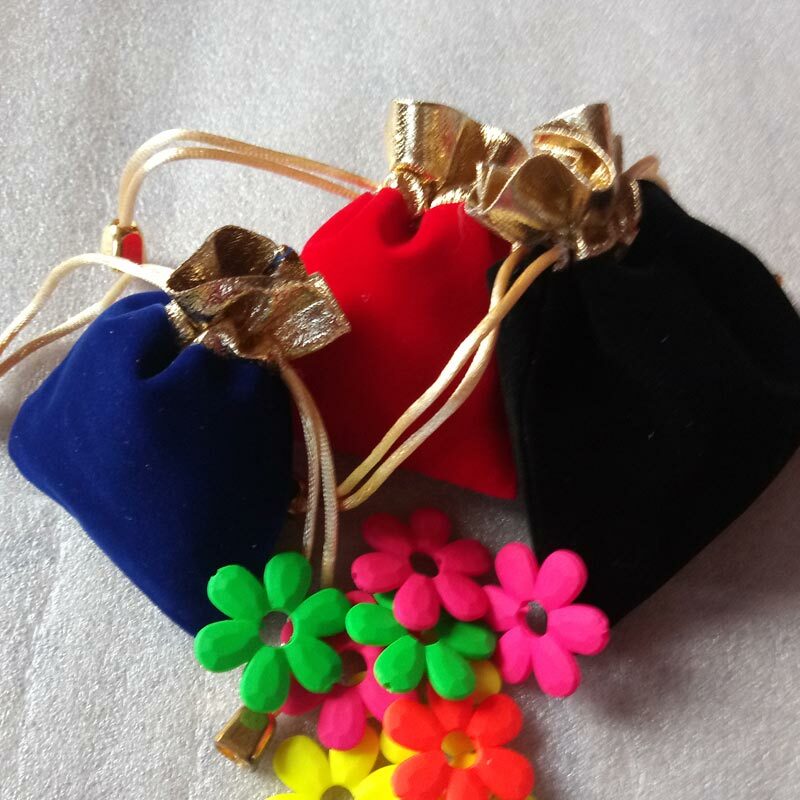 Bolsas de terciopelo para joyería, bolsa de regalo con cordón para Navidad y boda, 50 piezas, 7x9cm