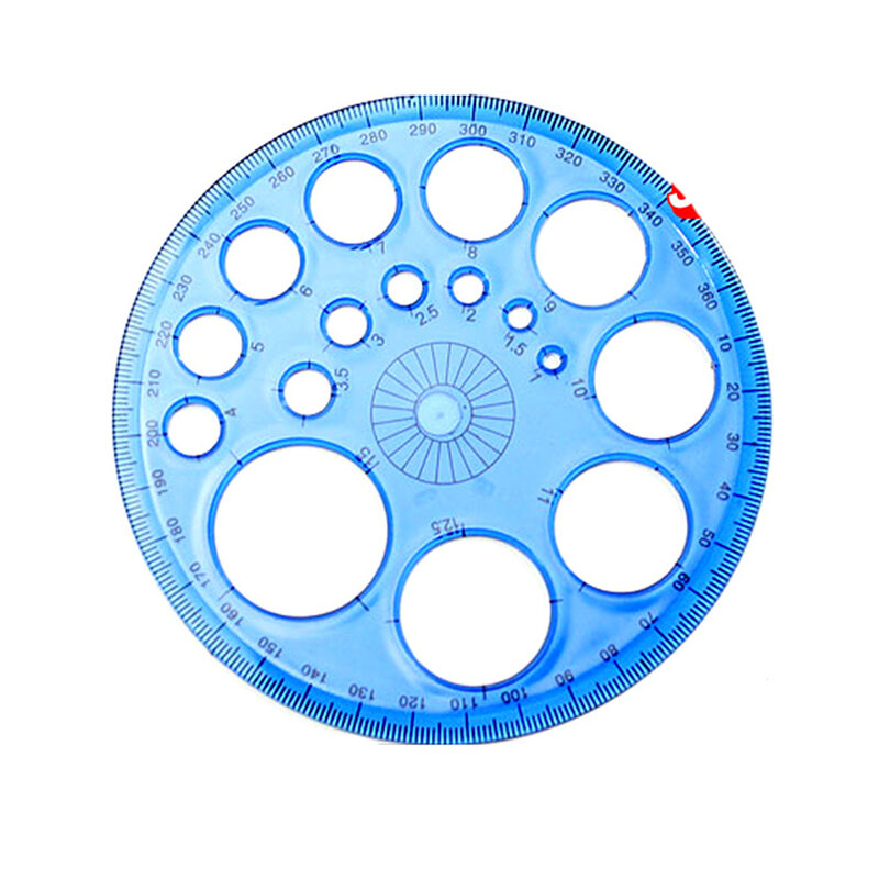 Régua redonda transferidora de 360 graus, modelo circular para desenho escolar