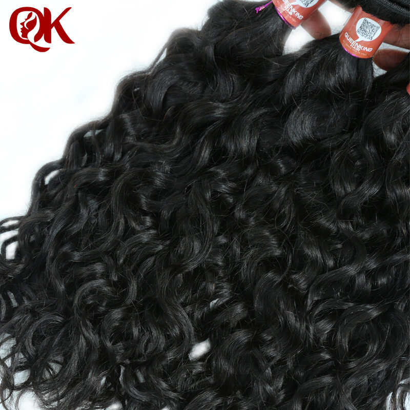 QueenKing-extensiones de cabello humano brasileño con ondas de agua, 4 mechones con cierre, Remy, parte media, 3,5x4, cierre de encaje