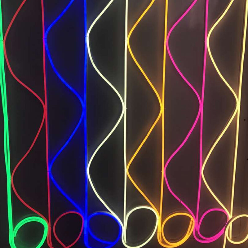 220V LED Neon Light Strip 5050 2835 120LED/M Soft Neon Rope Light with Power Plug Outdoor Waterproof Decoration 8x16mm 1m 5m 10m