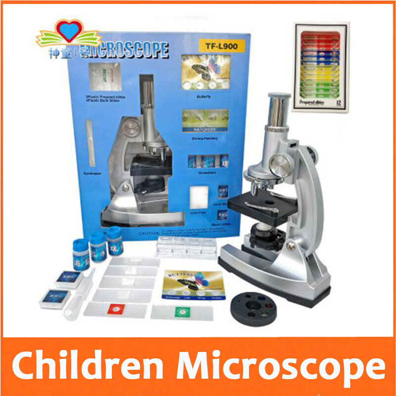 100x 400x 900x Birthday Gift Toys Educational Illuminated Student Toy Children Biological Microscope with 12pc Prepared Specimen