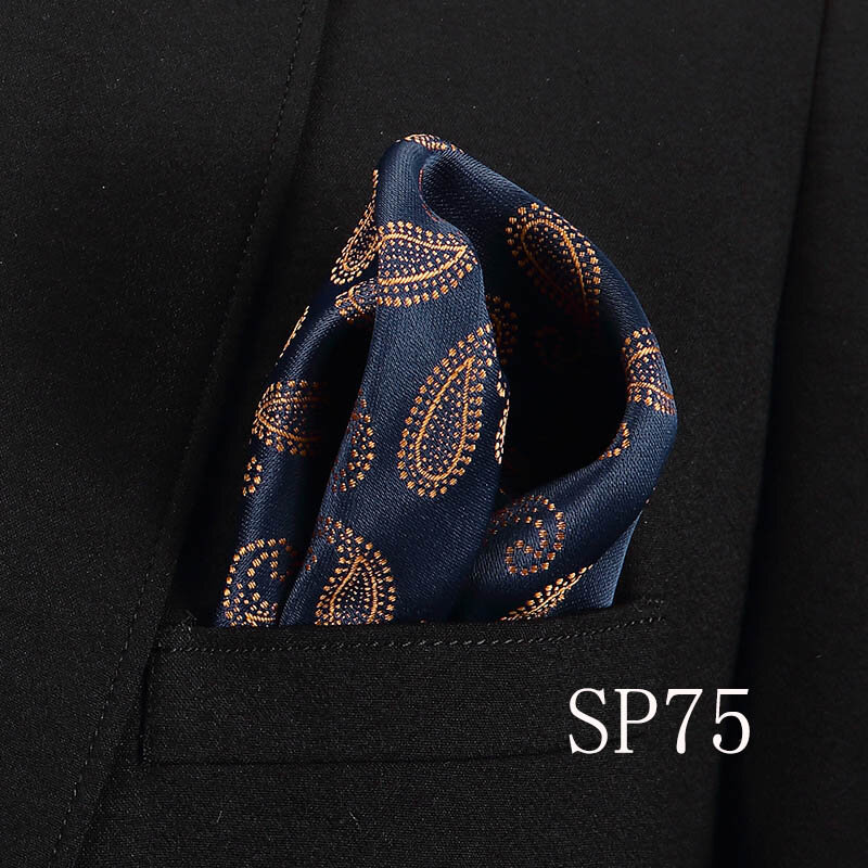 Vangise Heren Pocket Pleinen Dot Patroon Blauwe Zakdoek Mode Zakdoek Voor Mannen Pak Accessoires 22 Cm * 22 Cm