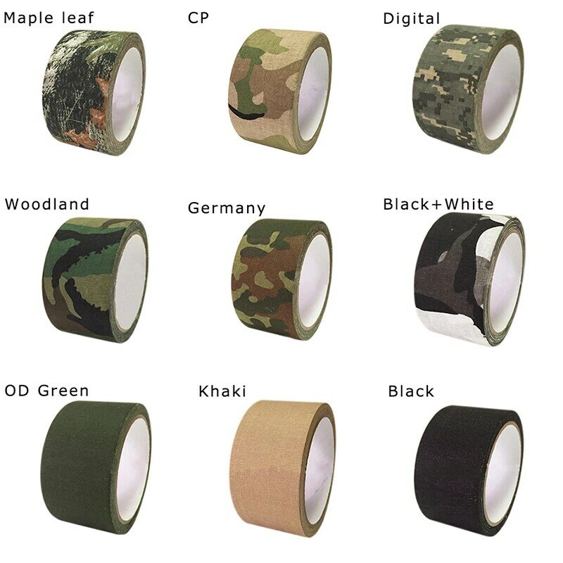 5M Outdoor Duct Camouflage Tape WRAP Hunting Waterproof Adhesive Camo Tape Stealth Bandage Military 0.05m x 5m /2inchx196inch
