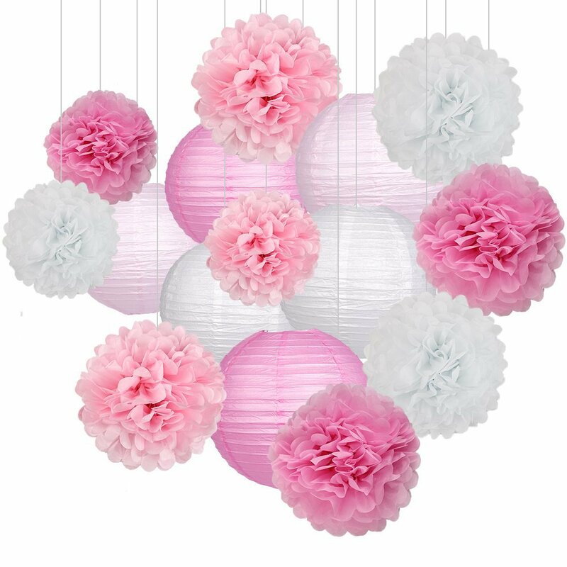 4-6-8-10-12-14-16inch Round Paper Lanterns Tissue Paper Flower Balls for Wedding Birthday Party Decoration DIY Crafts Supplies