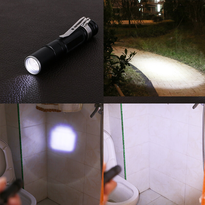 Mini linterna LED portátil, luz de bolsillo, impermeable, batería AAA, potente, para Camping y caza