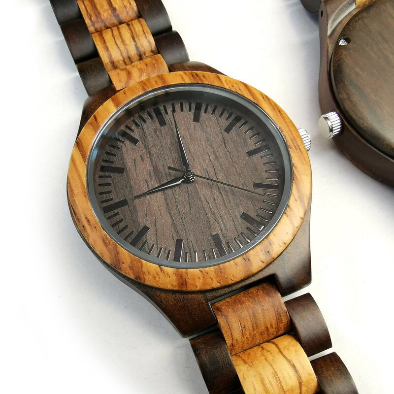 Para o meu namorado-relógio de madeira homem luxo elegante relógios de madeira cronógrafo militar quartzo relógios aniversário presentes