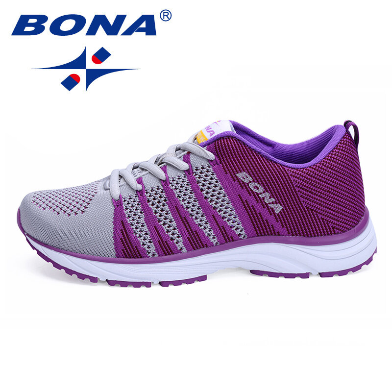 BONA-zapatillas de correr para mujer, zapatos atléticos de malla con cordones, suaves, para caminar al aire libre, envío rápido